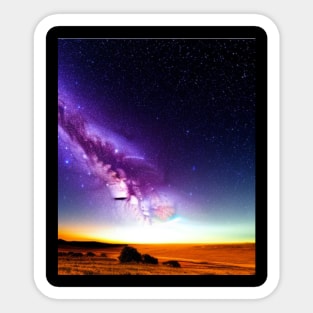 Ai Generated Art Scenery - Desert Night Sky Galaxy View Sticker